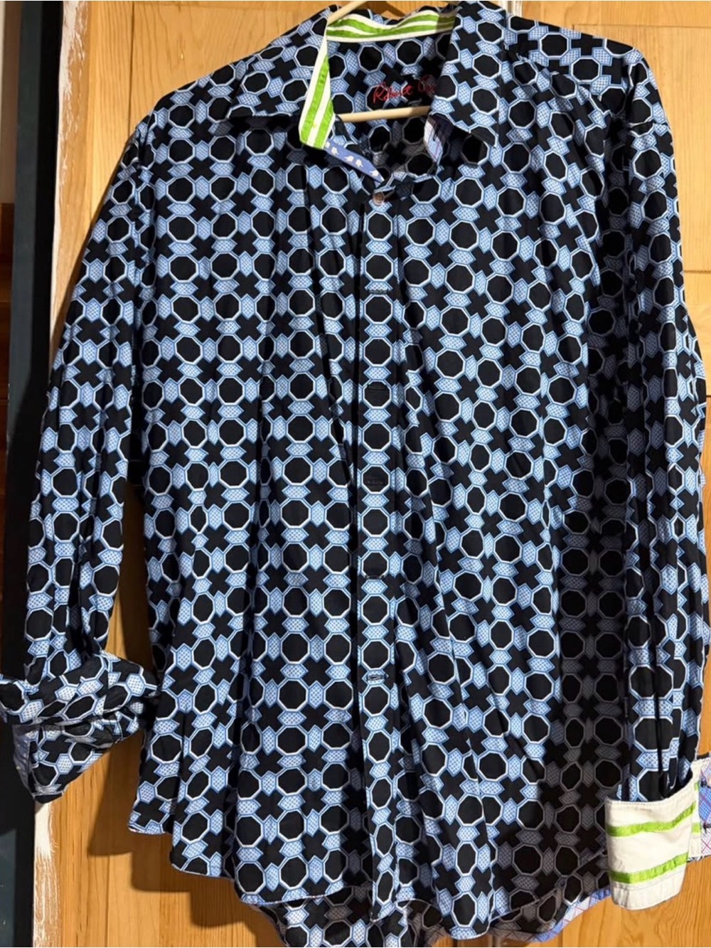 Robert Graham Geometric Pattern Long-Sleeve Shirt - Black & Light Blue